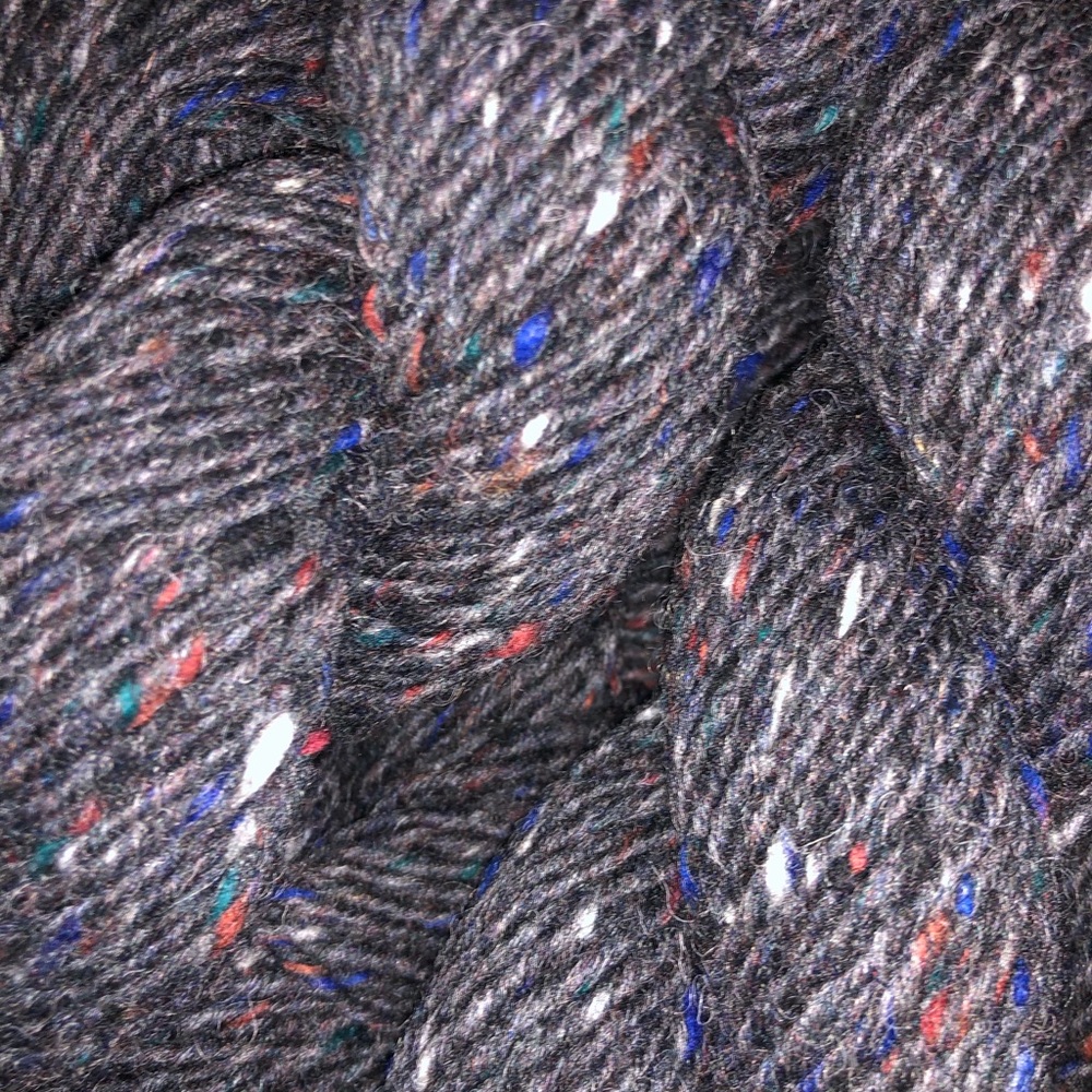 2 skeins 100% wool marbled gray navy rainbow yarn, made in UK Soho bulky tweeds